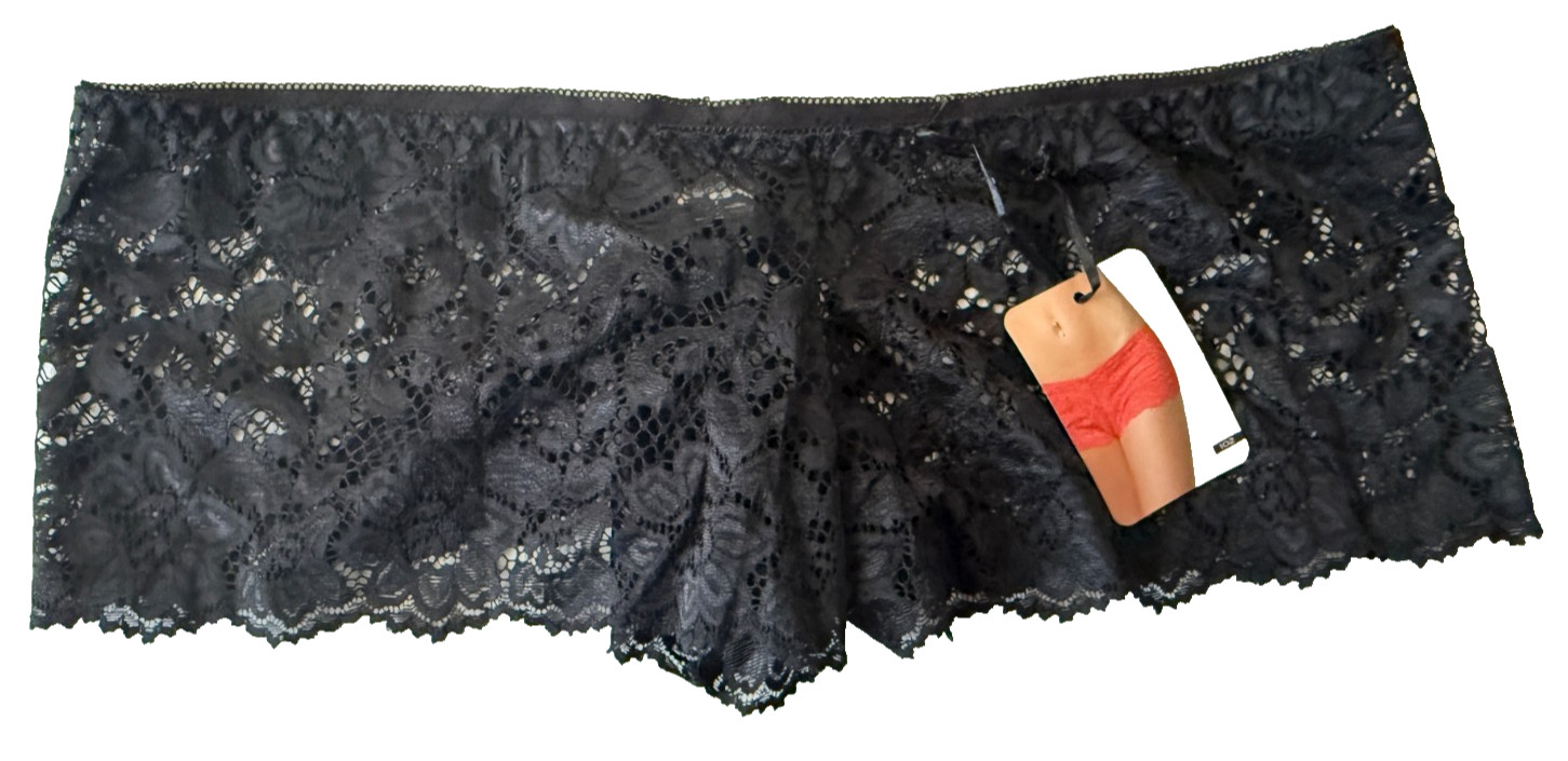 Coquette Lace Panty XL Thigh High Stockings Lace Top Black Lingerie Set NWT