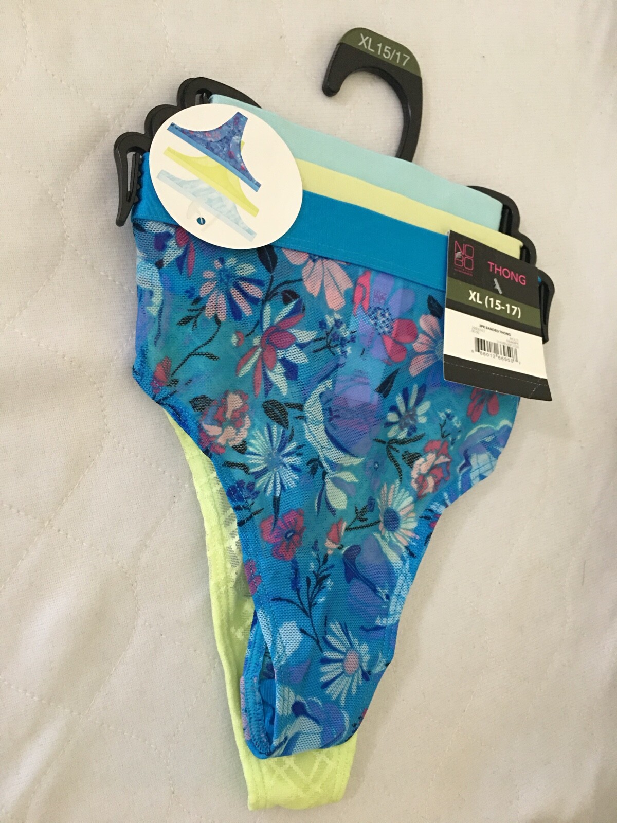 No Boundaries 3 Pairs Banded Thong Panties Mesh Designs Women Junior U pick