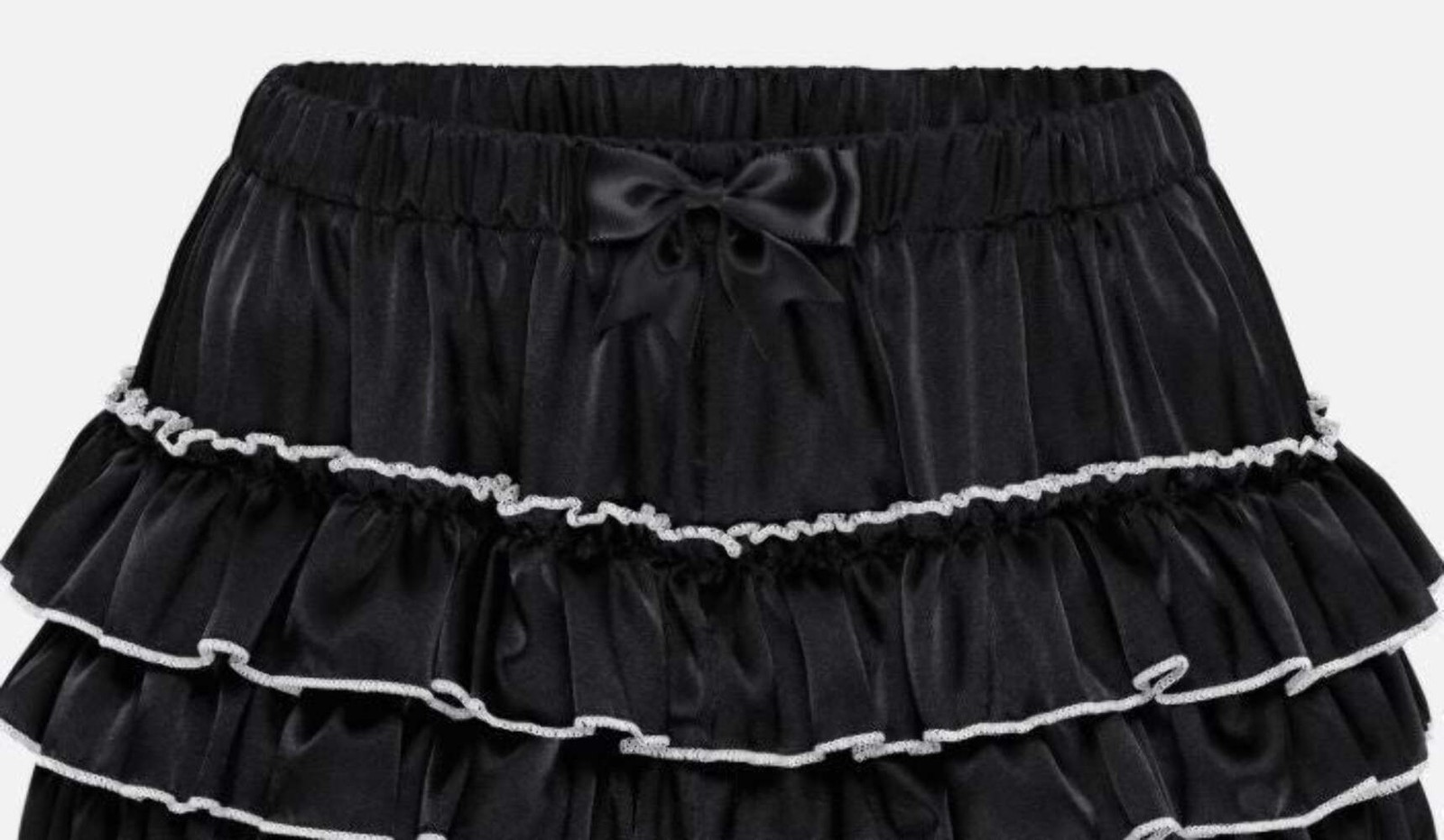 Silky satin bloomers black shorts pants ruffled lace trim sissy size S / UK 8