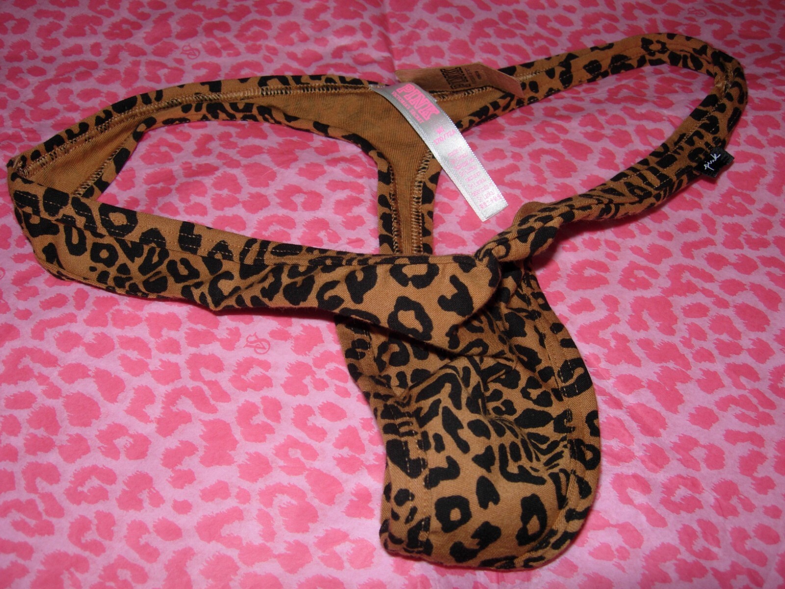 Victorias Secret PINK Sexy Thong String V-Cut LOGO Cheetah Animal XS S M XL XXL