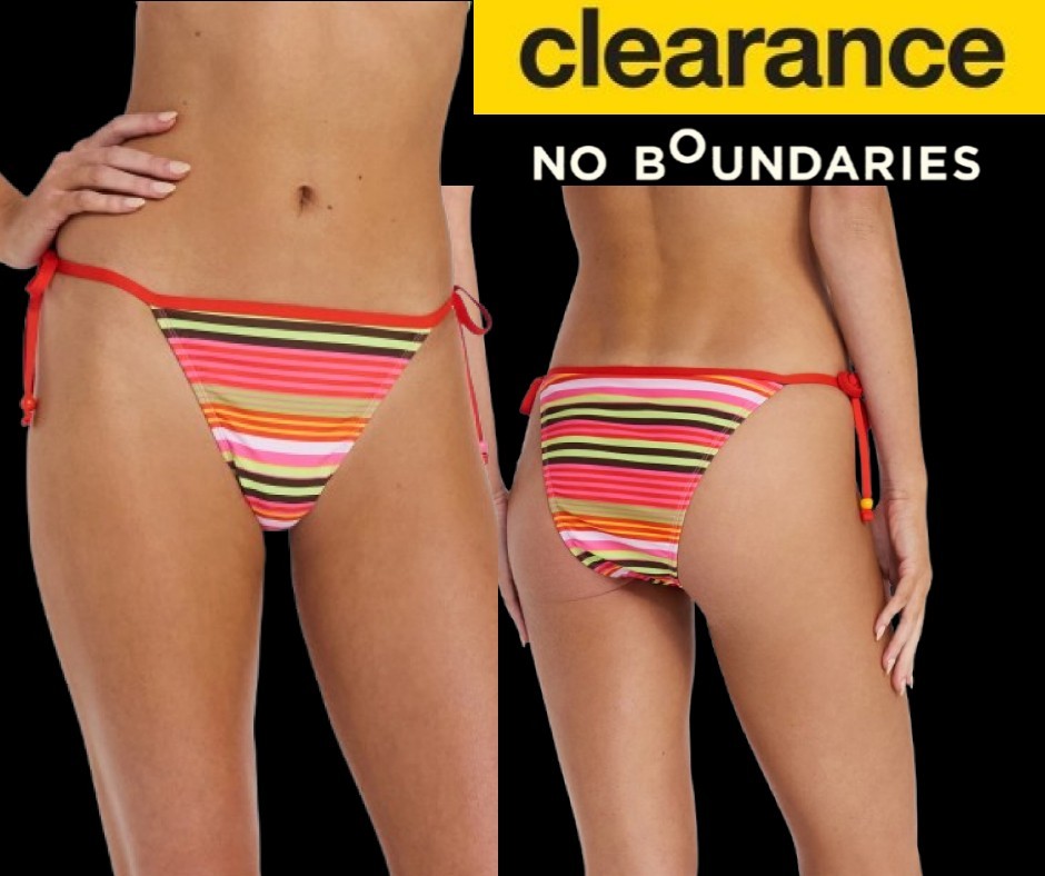 No Boundaries SIZE XXS / 00 Side Tie Bikini Bottoms, Women’s Multi Stripe NEW