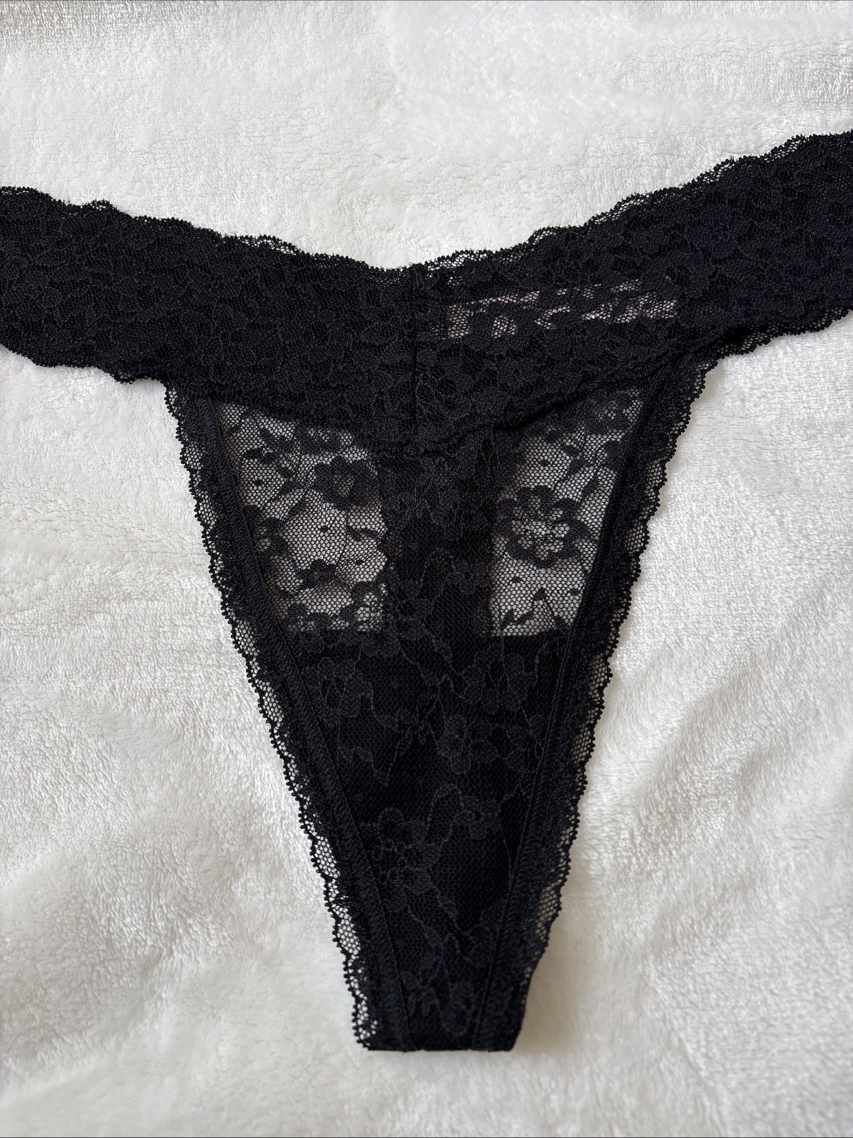 Victoria’s Secret Panties Thong Panty Black The Lacie Floral Posey Lace XL NEW