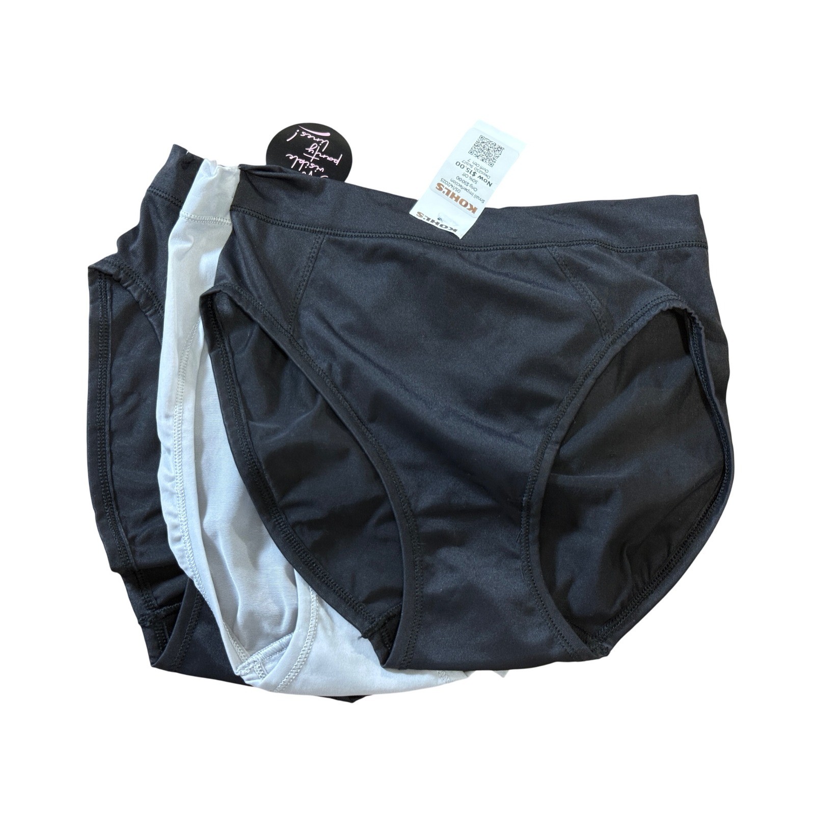 Bali One Smooth U Ultra-Light Panties Women Small Black Grey 3-Pack DFMEH3