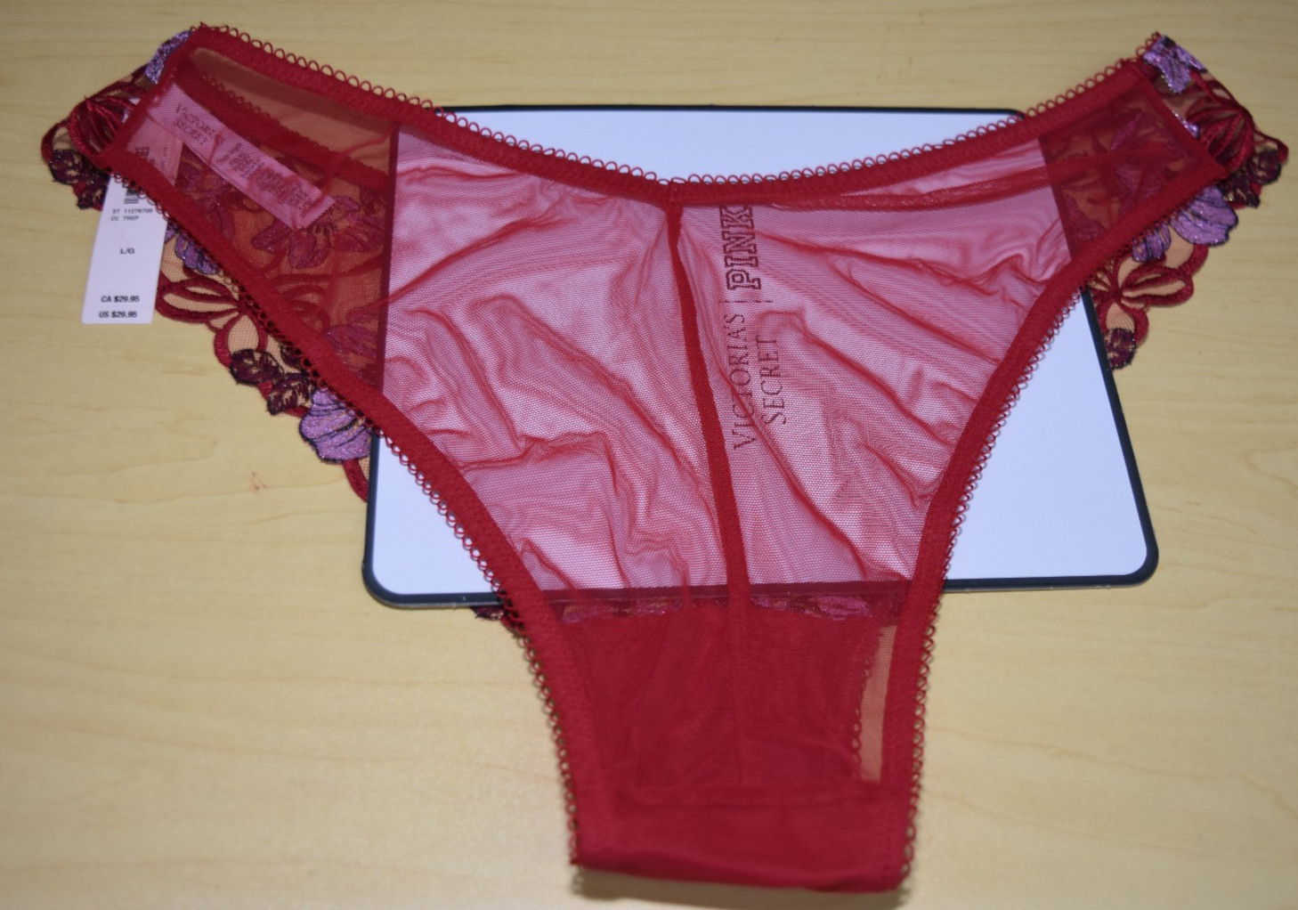 NWT Victoria’ Secret Dream Angels Red Embroidery High Leg Brazilian Panty L