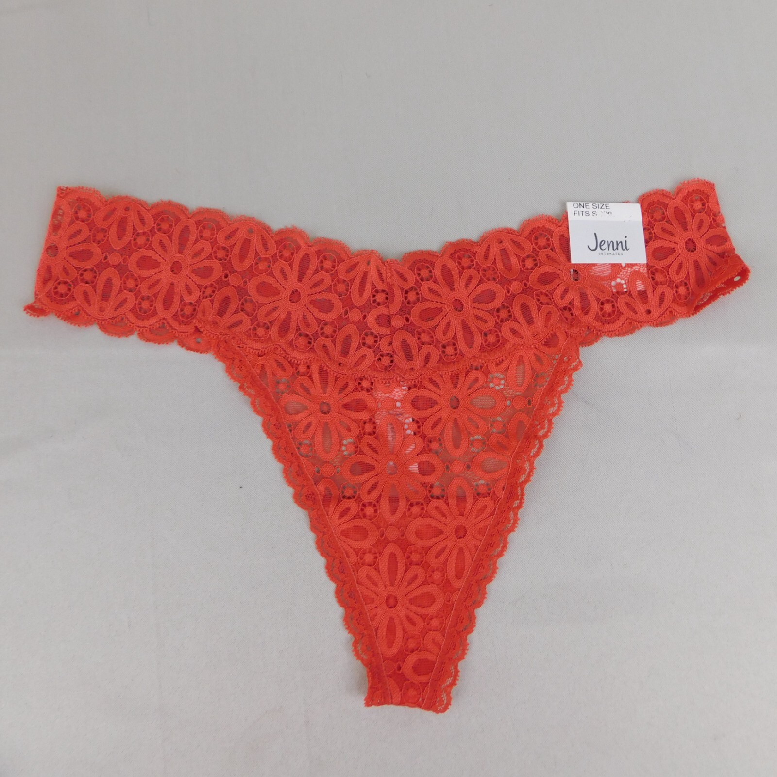 4pc Lot Jenni Nylon Stretch Floral Lace Thong Panties One Size Blue Mint Rust