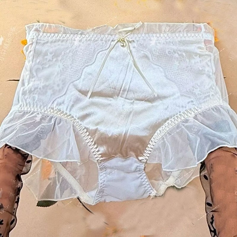 Oversize Womens Sweet Sheer Panties Briefs Princess Ruffles Underwear Underpants