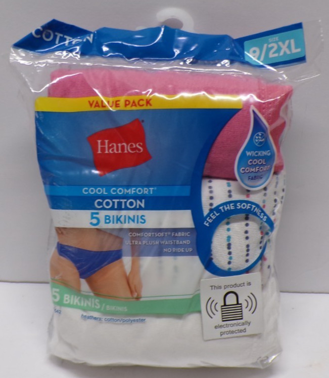 Hanes 5 Pack Women’s Bikinis Wicking Cool Comfort Assorted Colors 9/2XL