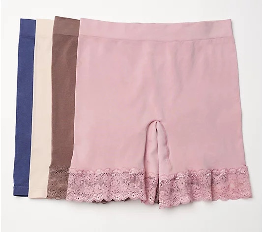 Breezies Seamless Smoothing Mid-Thigh Short Set of 4-Mauve-1X-NEW-A374503