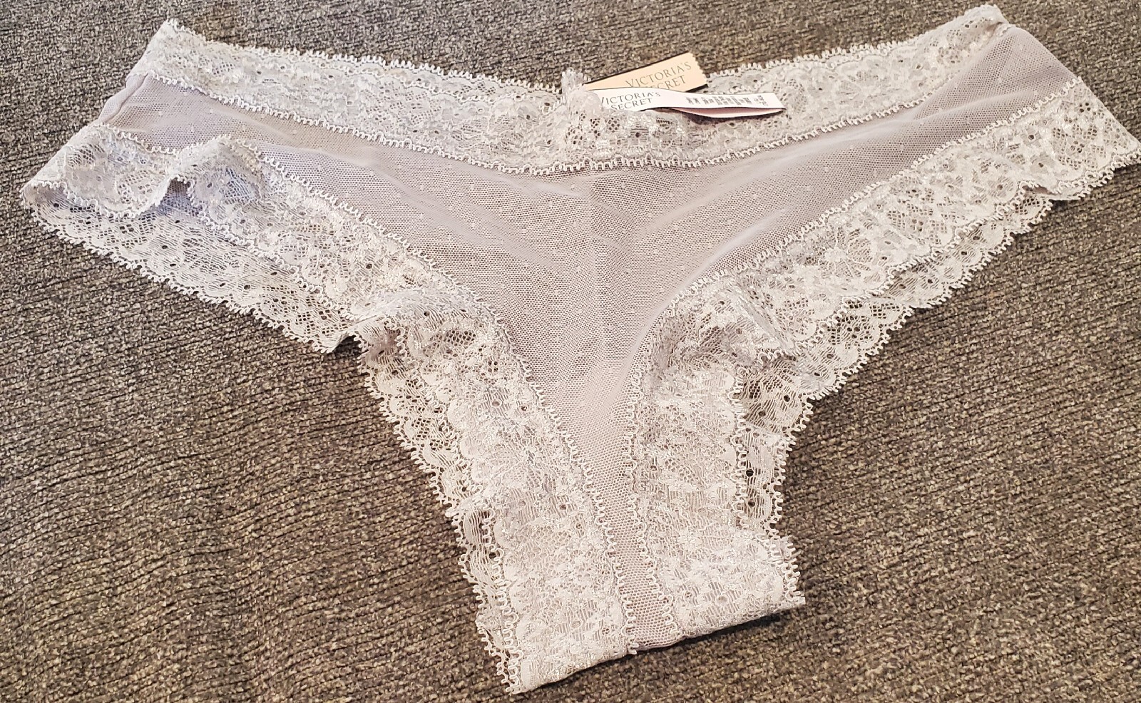 Victoria Secret See-through Sheer Cheeky Underwear Color Light Gray Size Large