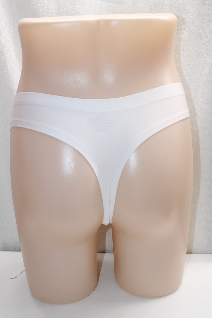 High-Leg White No Show Seamless nylon spandex Cheeky Thong M