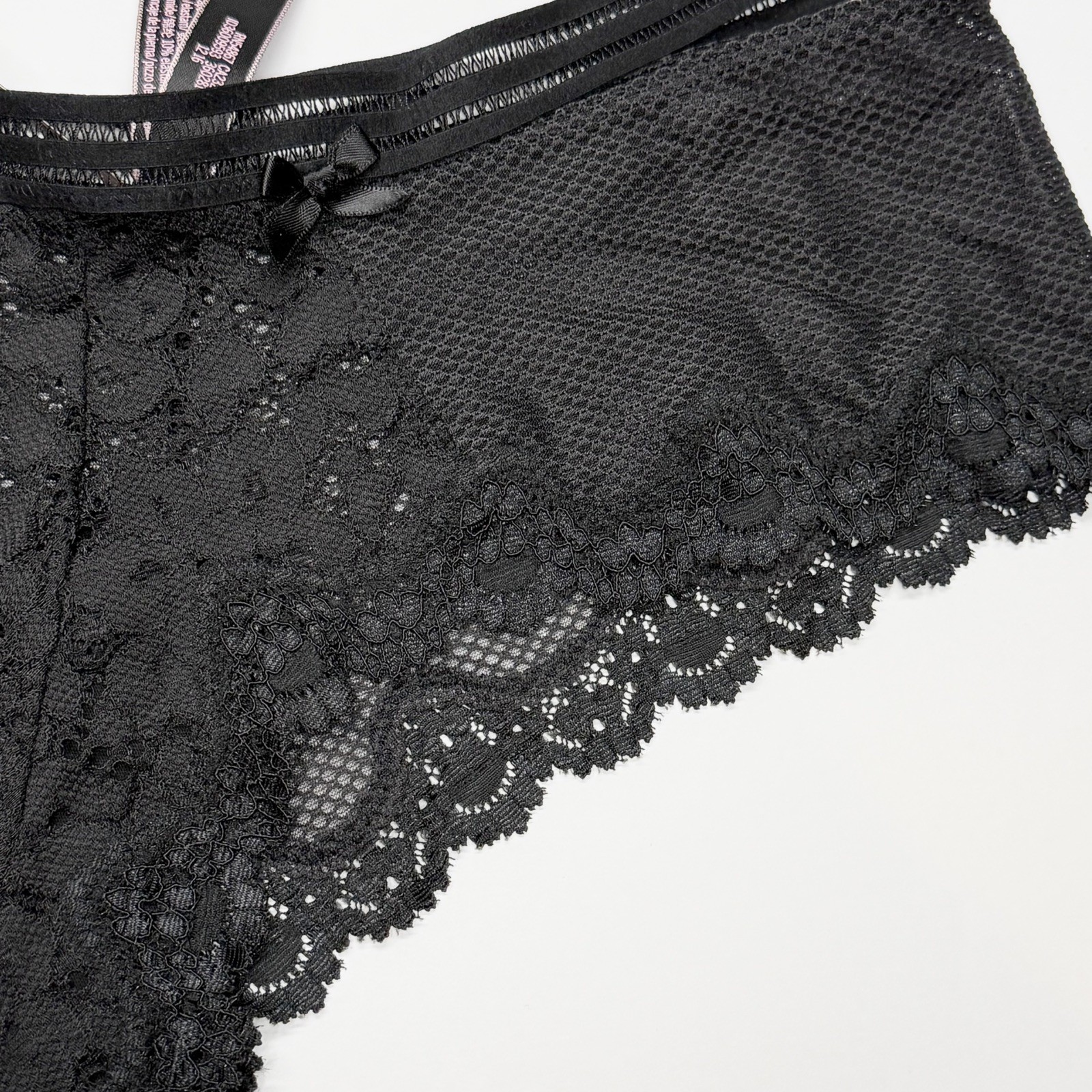 2016 Victorias Secret Very Sexy Cheeky Black Fishnet and Lace Panties Size Med