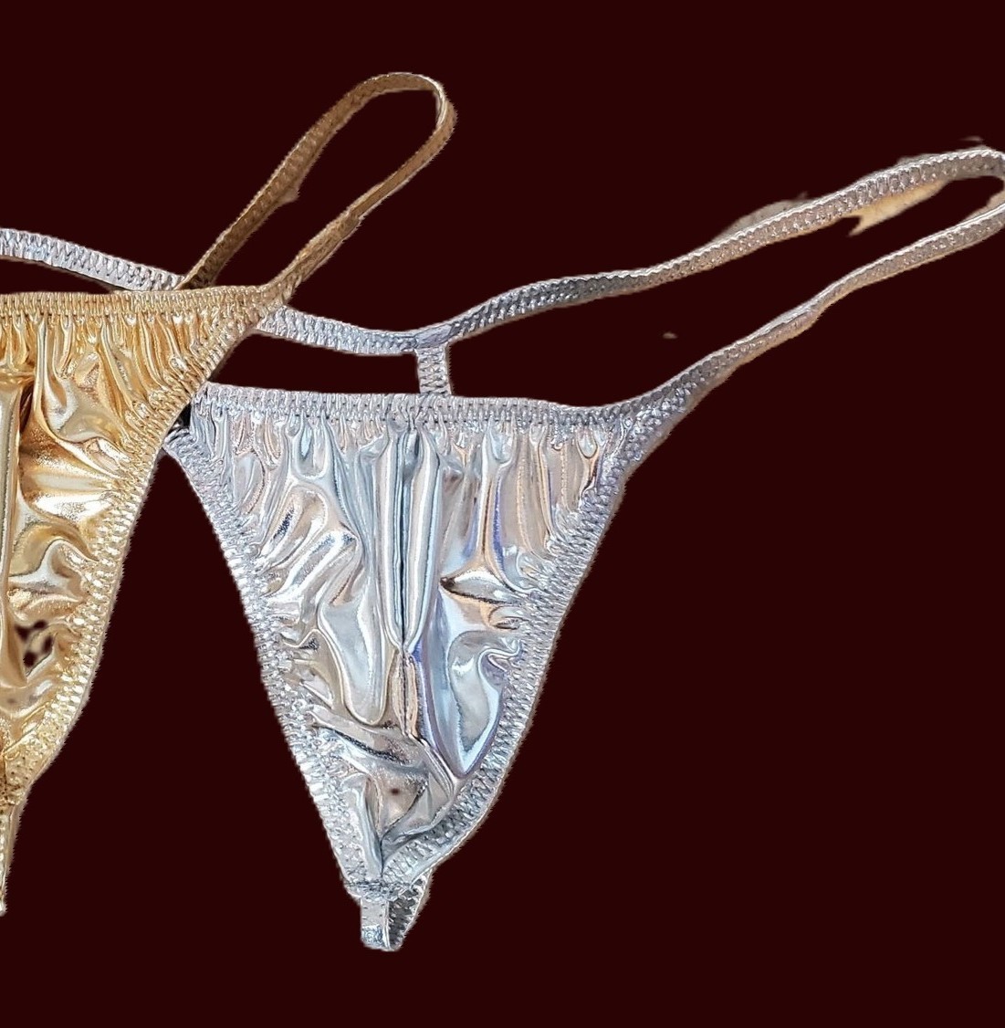 Silver Metallic Thong His