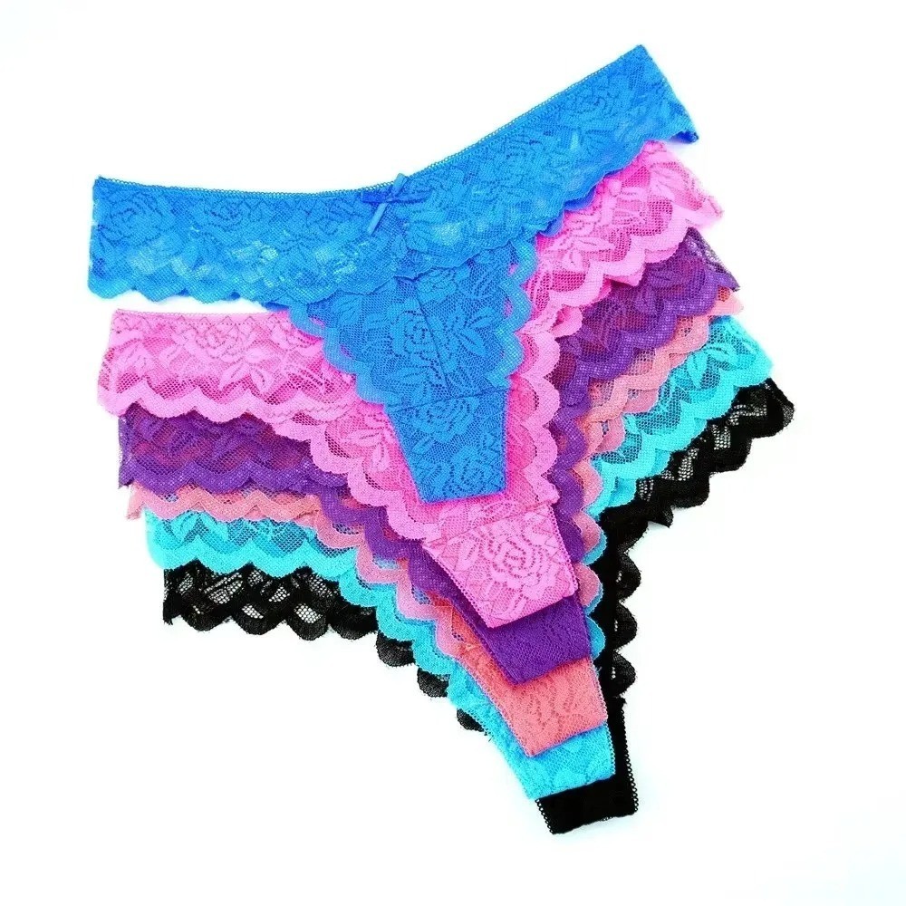 3 Pack Women Sexy Lace Underwear Lingerie Panties G-String Brief Thong Plus Size