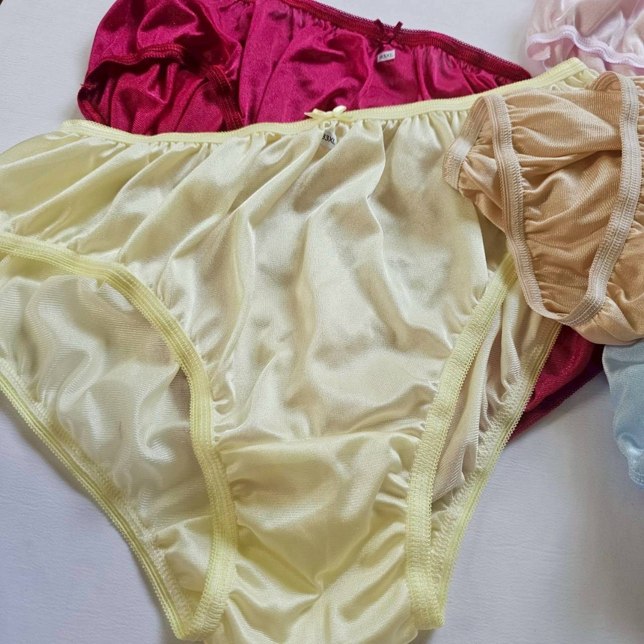 12 Plus Bikini Underwear Nylon Woman Panties Mid-Waist Soft Colorful Briefs /3XL