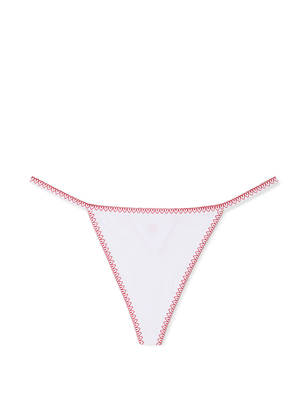 Victoria’s Secret – L Heart Trim Cotton V-String Panty – White Red Large Thong