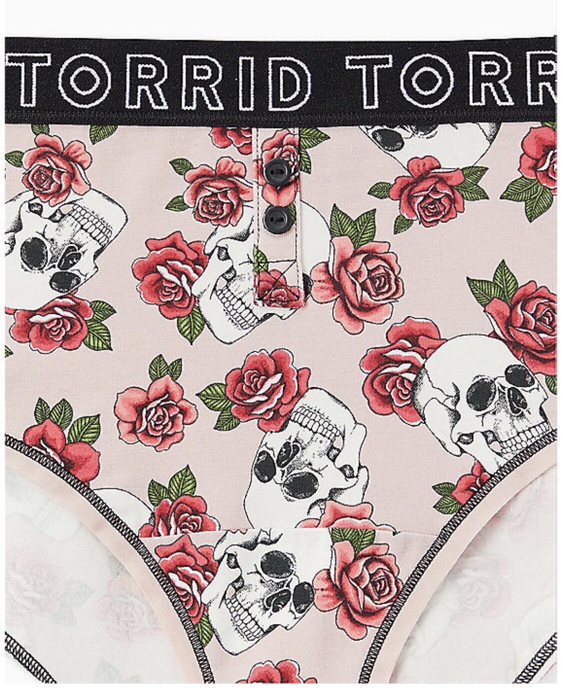 Torrid Cheeky Sexy Pink 💀Skull Floral Pantie Sz 1 Punk Rock Goth Sexy Fun!