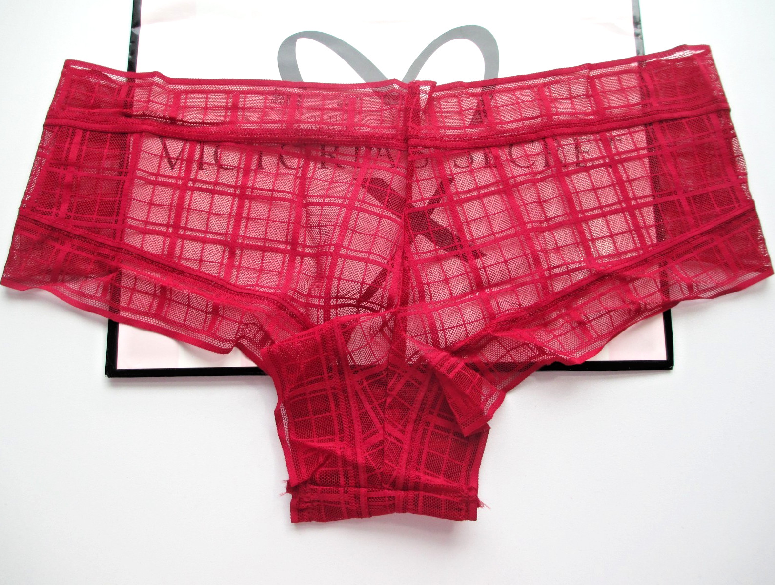 VICTORIA’S SECRET Cheeky Panty S M L XL Red NWT Plaid Lace VS FREE SHIP 4+