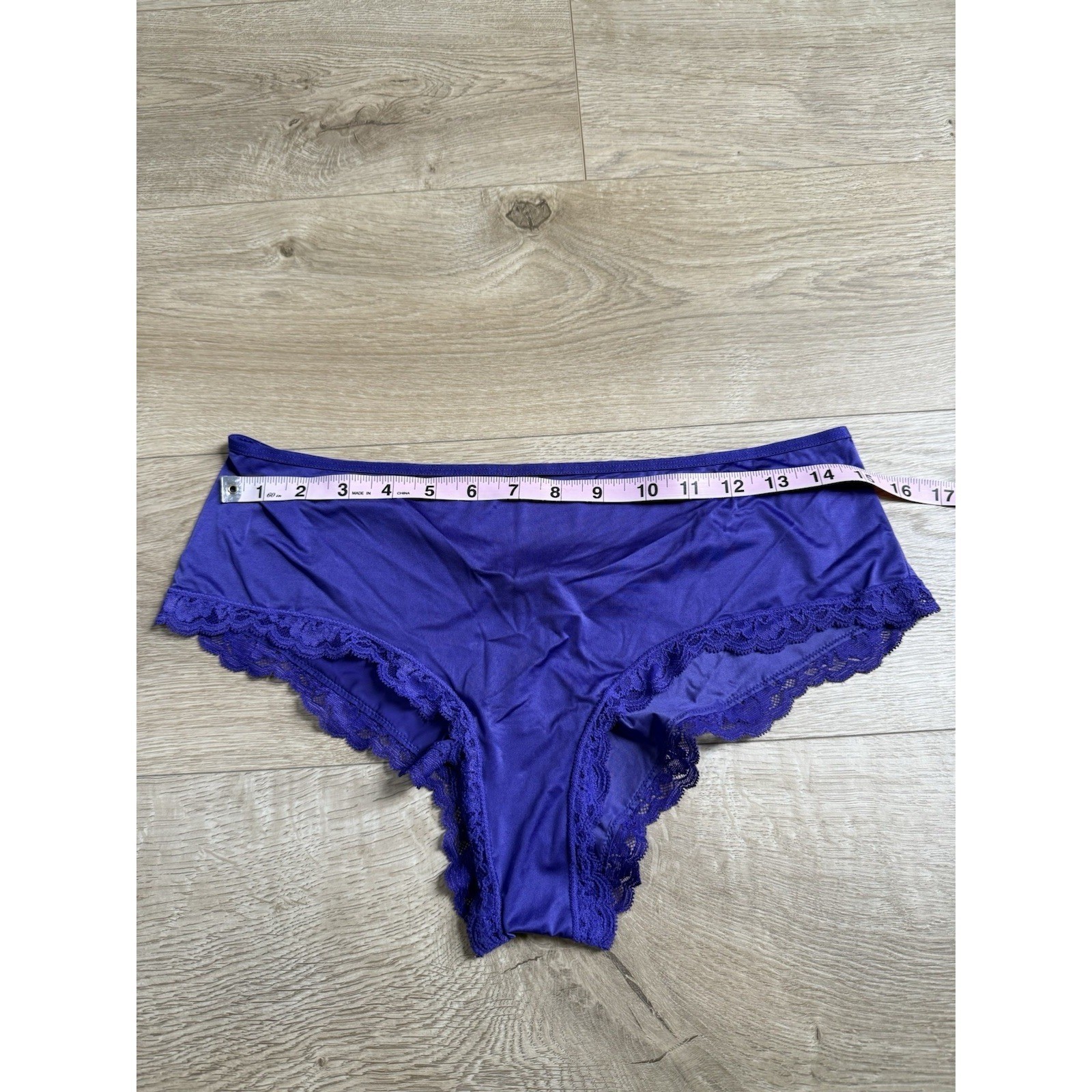 EUC Very Sexy T-Back Lace-Trim Cheeky Panty Purple Victoria Secret silky Size XL