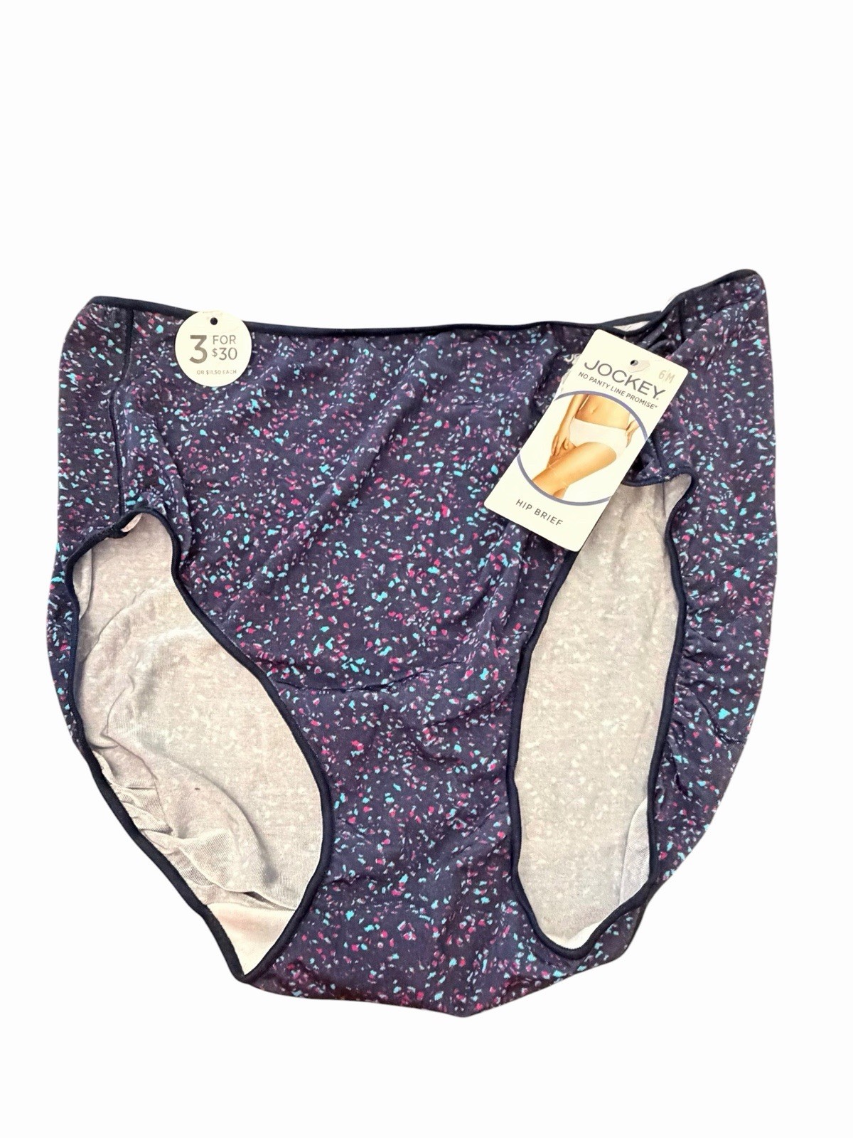 Jockey Women’s Microfiber Stretch Hip Brief Panties Size 6 Medium NEW Colorful