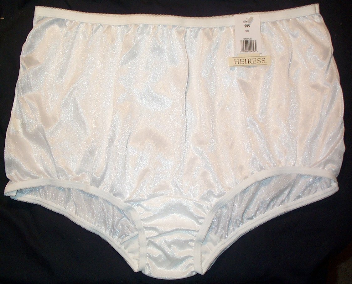 3 Pair Womens Size 13 WHITE Heiress 100% Nylon Panty Brief Style Panties USA Md.
