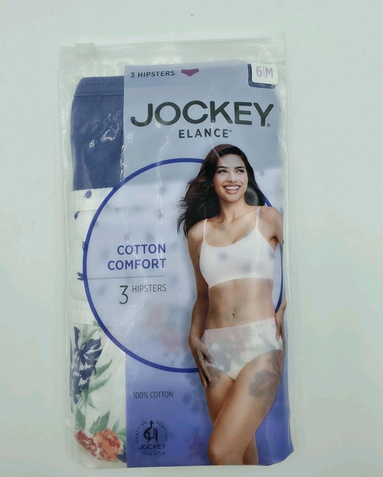 Jockey Elance Cotton Comfort Hipster Panties Womens 6/M Multicolor Floral 3 Pack