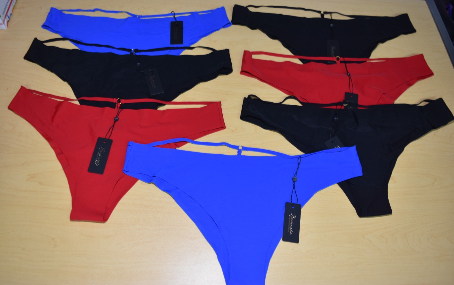 7 NWT Frederick’s Hollywood No Show Cheeky Bikini Panties Blue Red Black 3XL 3x