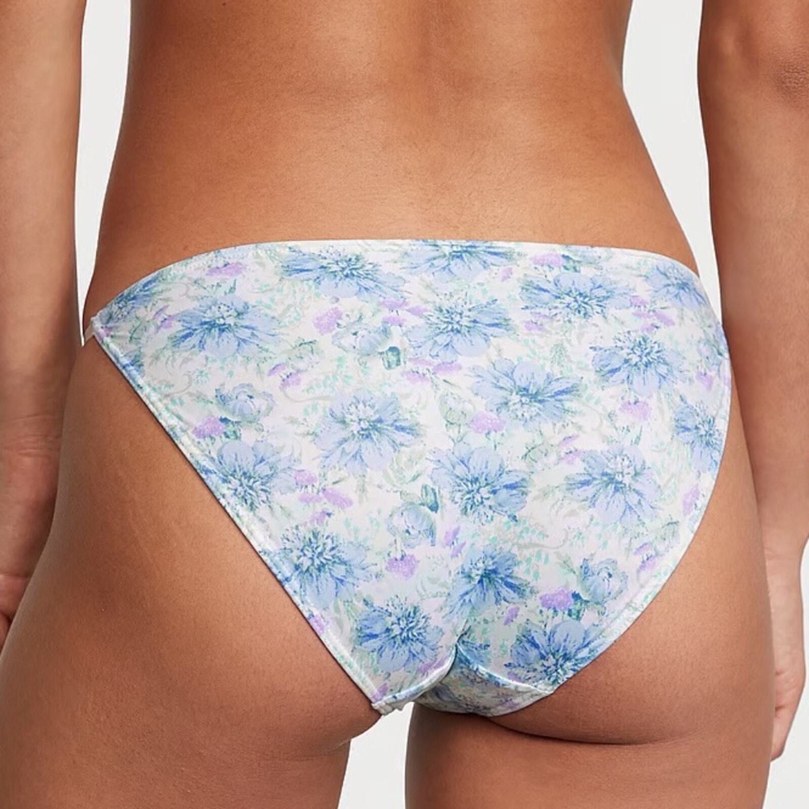 Victoria’s Secret Love Cloud Adjustable String Bikini Panty Blue Floral M NEW
