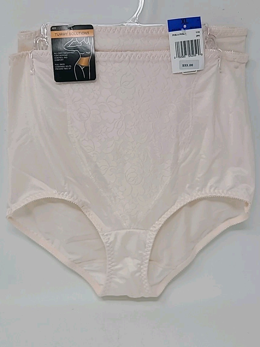 Bali X372 Tummy Solutions Lace Panel Shaping Brief Light PINK 2-Pack XL NEW