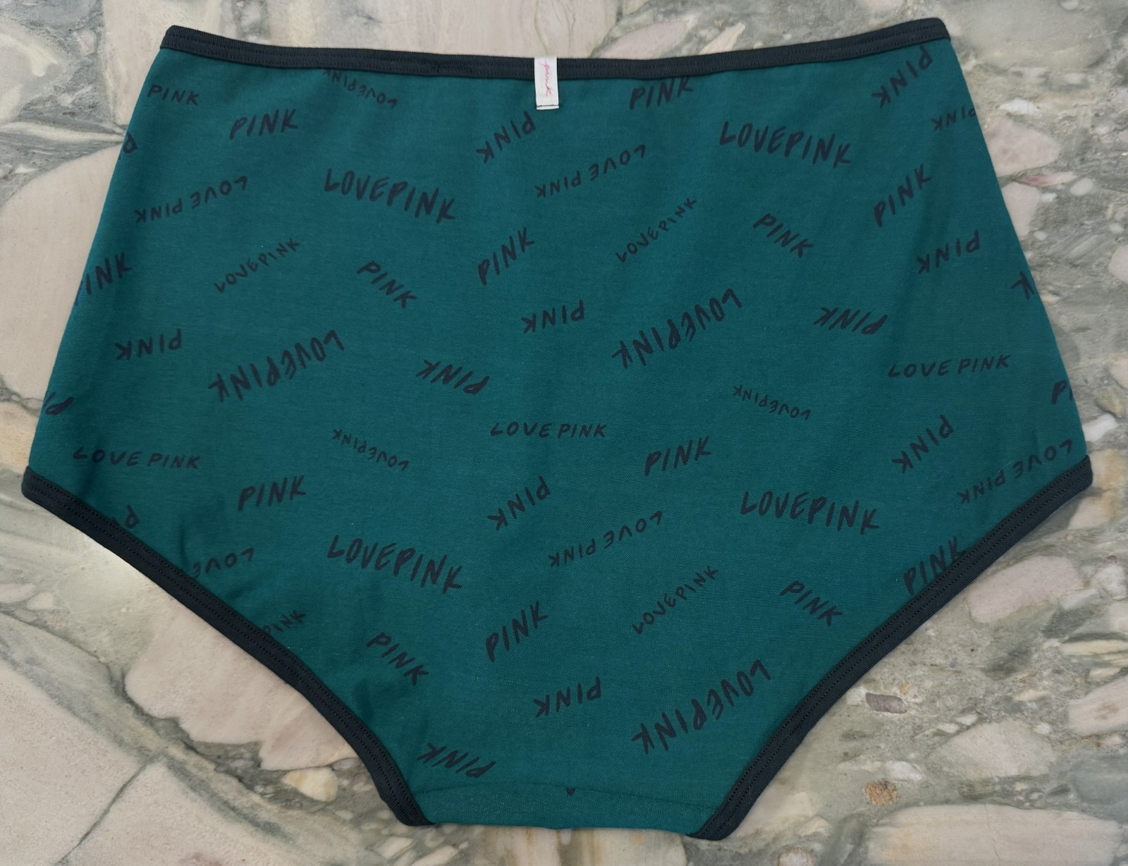 NEW Victoria Secret PINK Cotton Trim Boyshort – Garnet Green Logo – XL