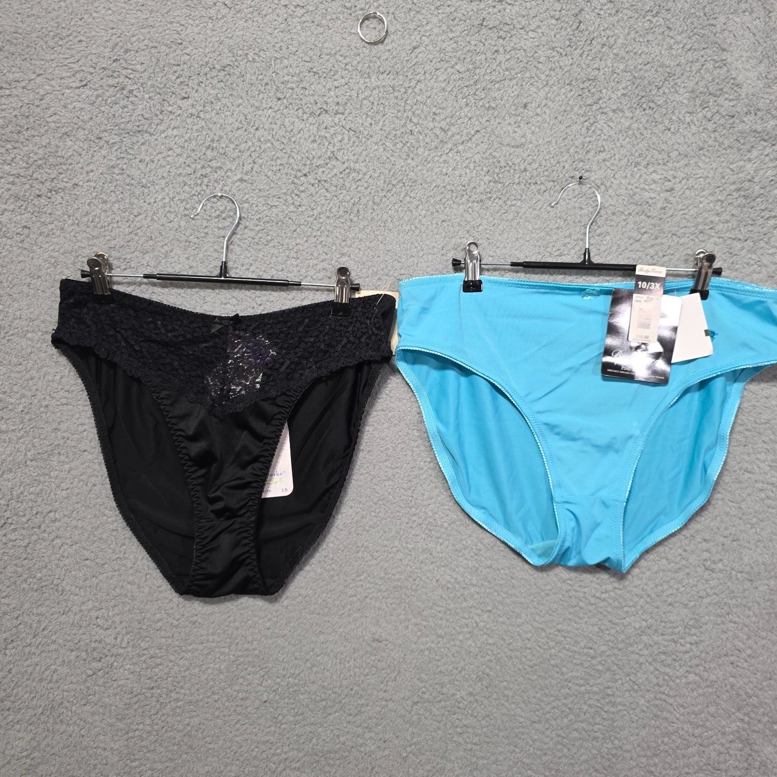 Vintage Delta Burke Lot of 2 Panties Size 10/3X Blue Butterfly Black Lace