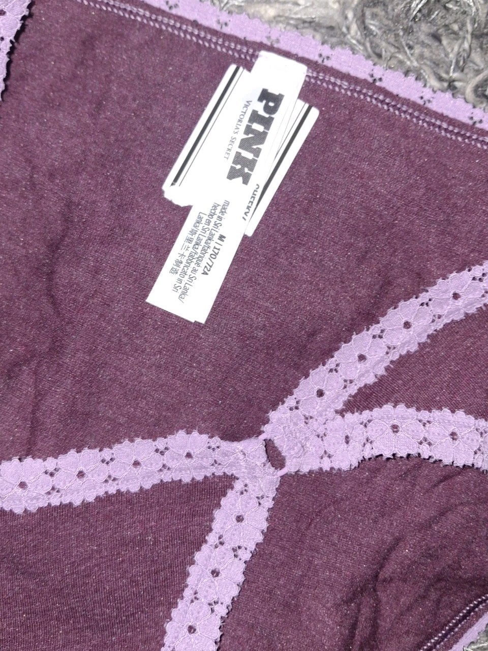 NeW Vs Pink 2tone cotton lace Trim O Ring Cheeky Panty Size Medium