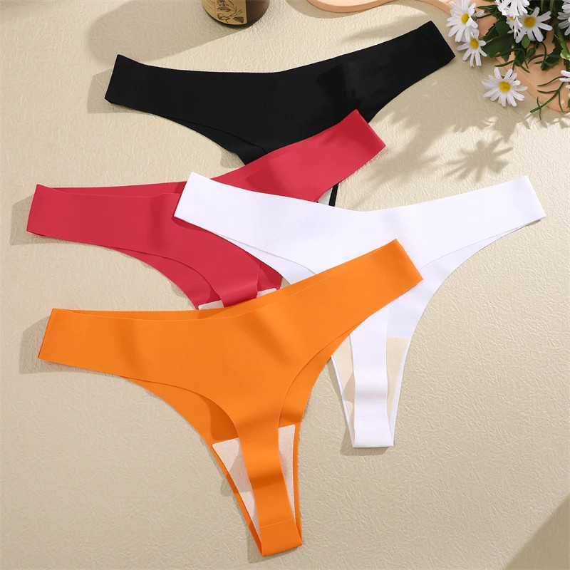 Seamless Thong Panties Low Waist Soft Stretch Comfortable Everyday Wear 10PCS