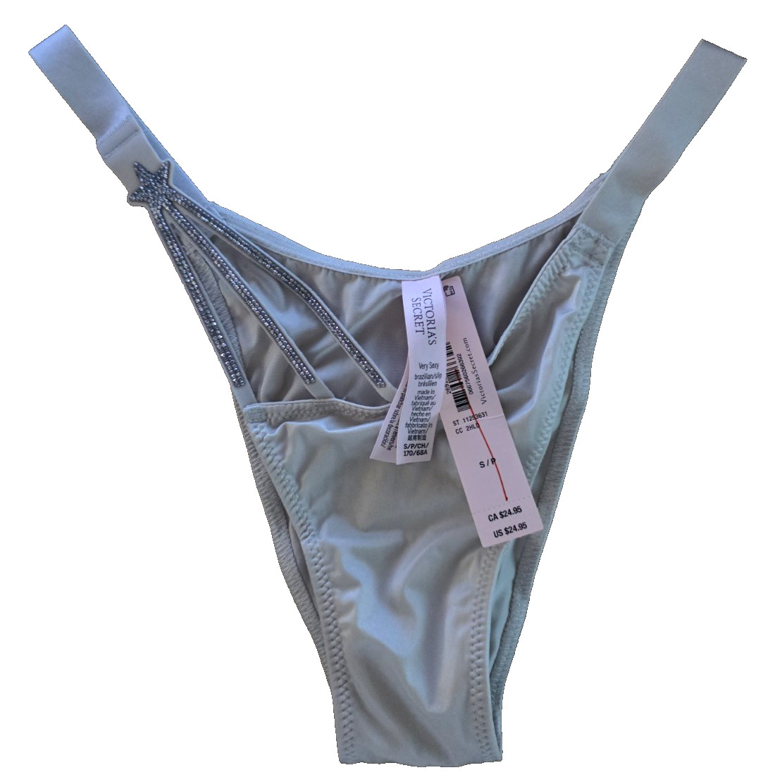 VICTORIA’S SECRET Very Sexy Brazilian / Slip HIGH LEG Silver Panty SMALL
