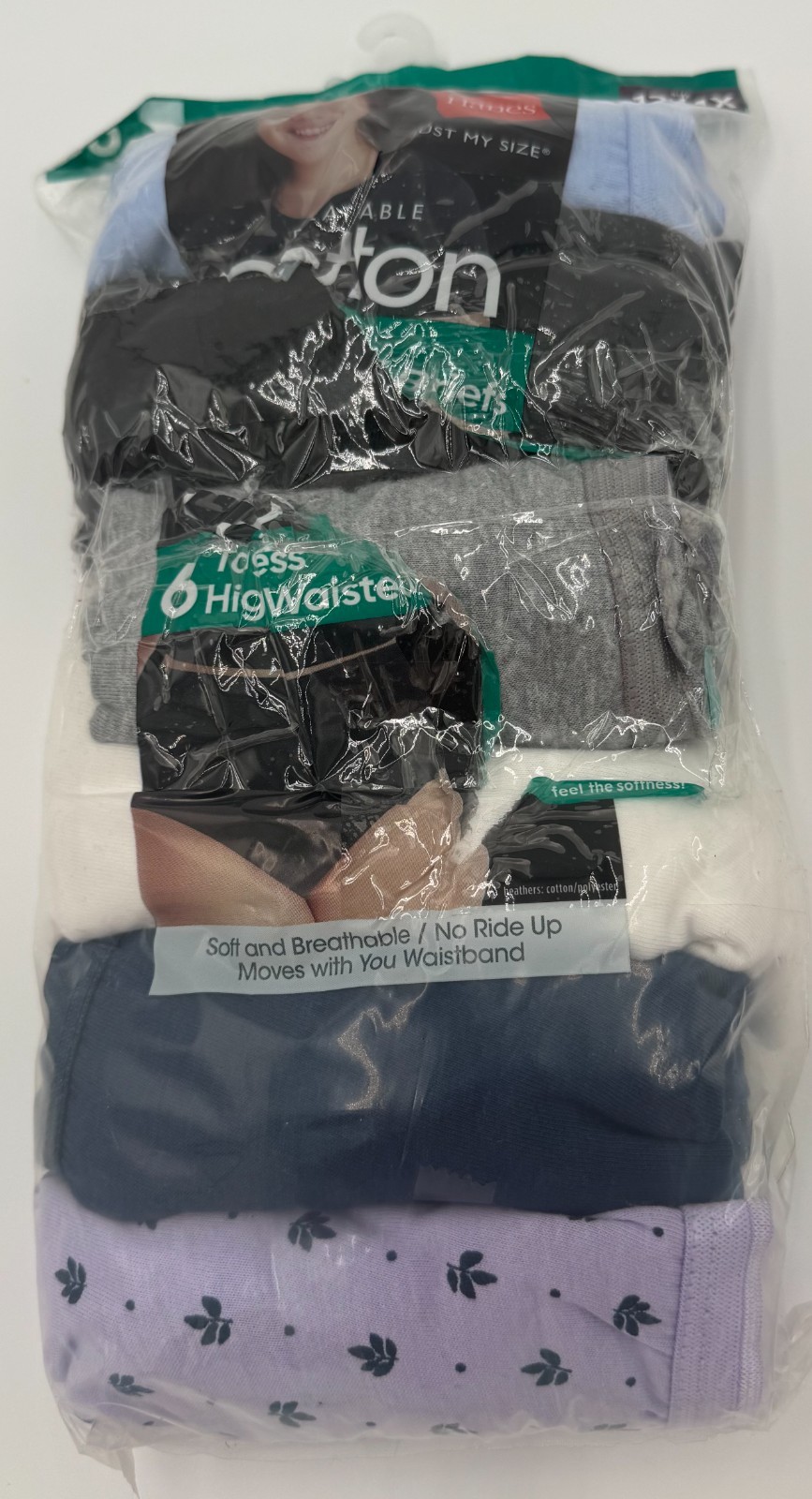 Hanes Women’s Cotton High Waisted Briefs- 6 Pack – 12/4x – Colors – New