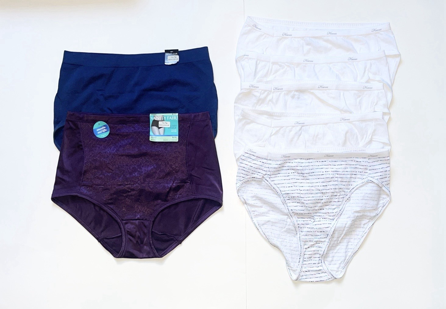 Women’s Underwear Size L and XL Lot Of 7 Vanity Fair Brief Hanes Panty Lot NWT