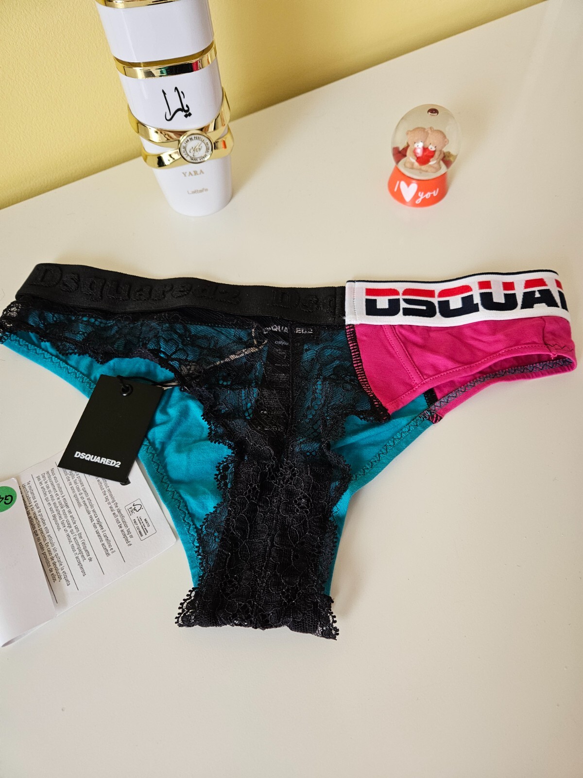 DSQUARED 2, UNDERWEAR, Women’s BRIEFS,LACE/COTTON, SIZE I, ORGINAL, BRAND NEW
