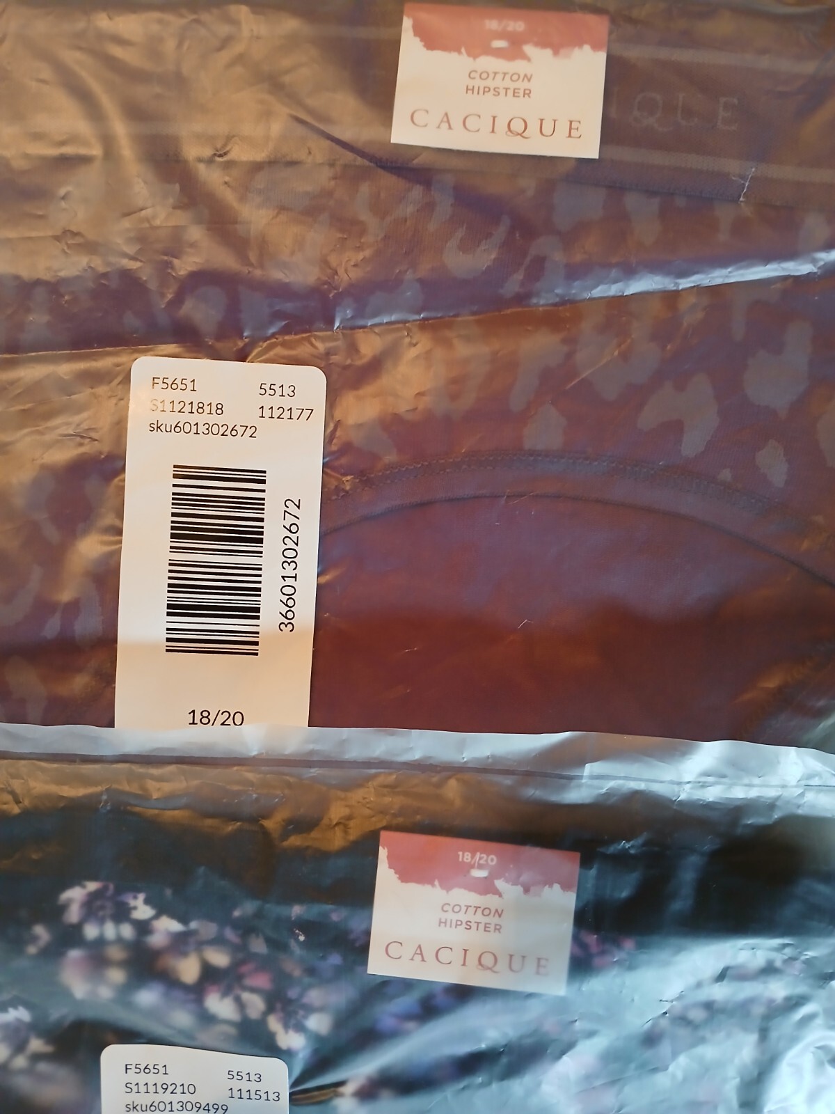 Lane Bryant 18/20 Set 2 Cotton Hipster NEW W TAG Blk Floral + Plum Cheetah