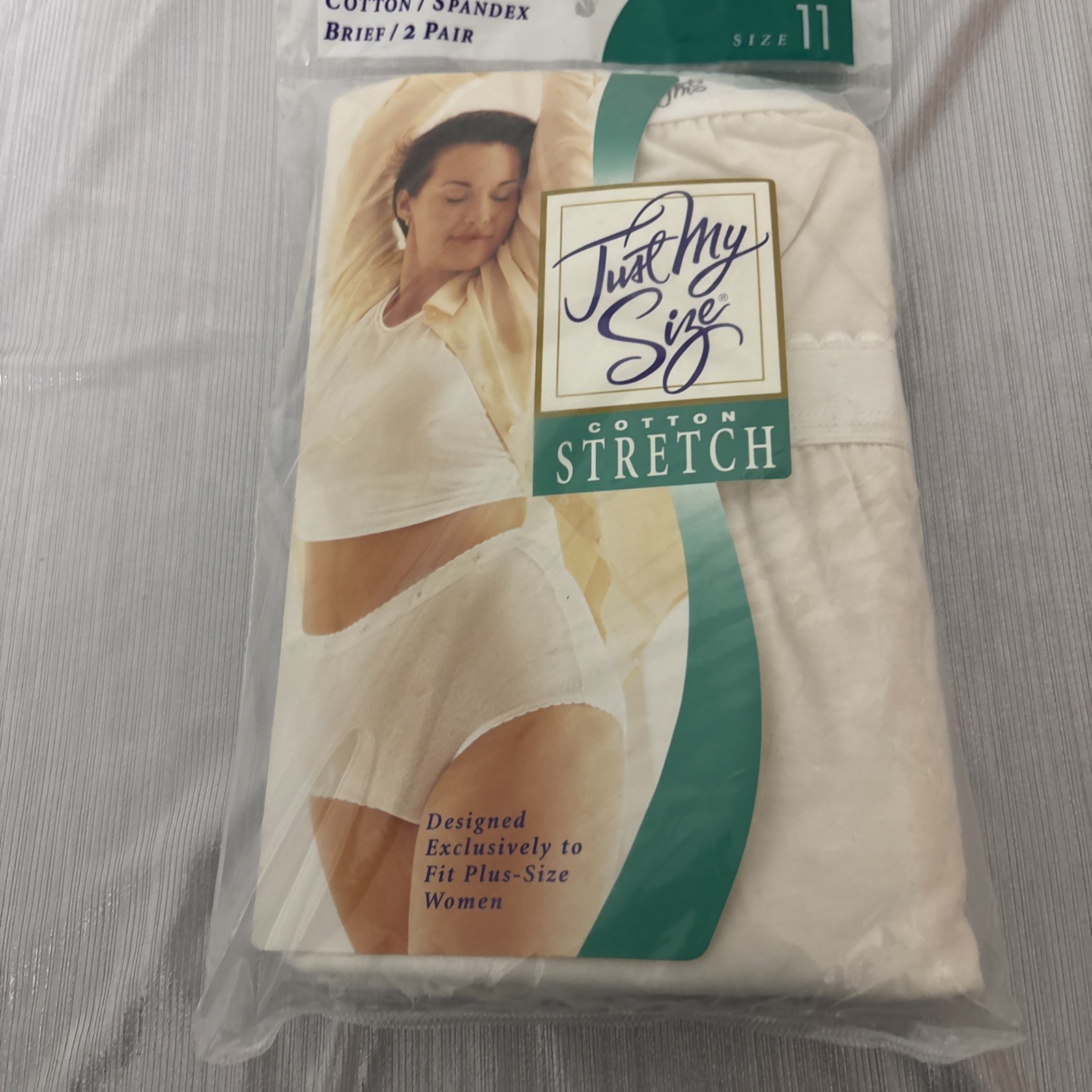 Just My Size Size 11 White Cotton Stretch Brief Panties Underwear 2 Pairs New