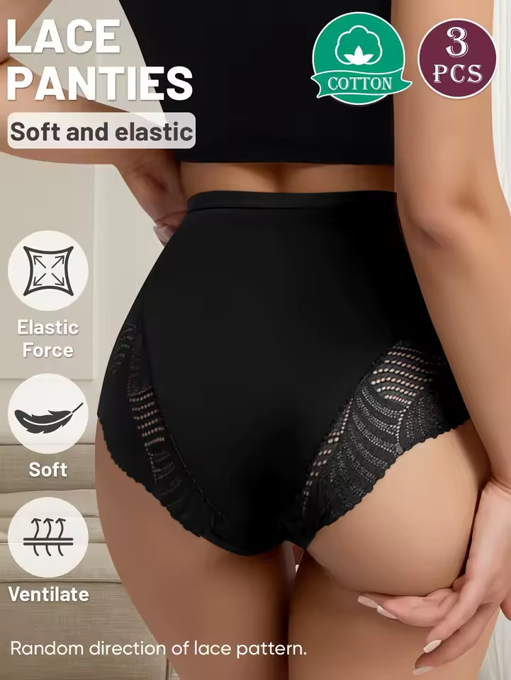 3pcs Women Lightweight Breathable Sexy Cut-Out Triangle Design Panties Panty