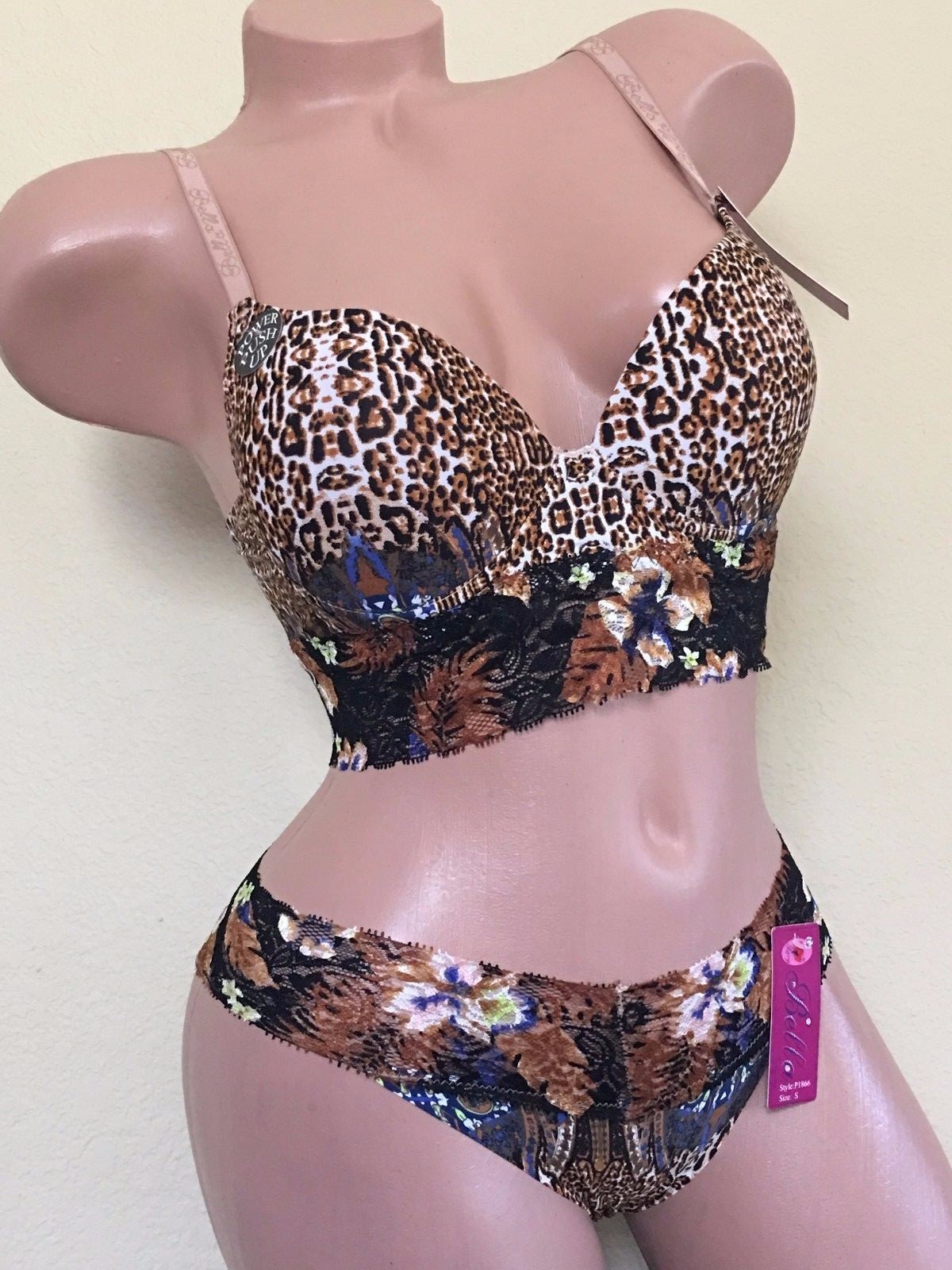 4 BRAS PANTIES ULTIMATE PUSH-UP LACE BUSTIER Crop BRALETTE 6 hooks 1866 32B-40C