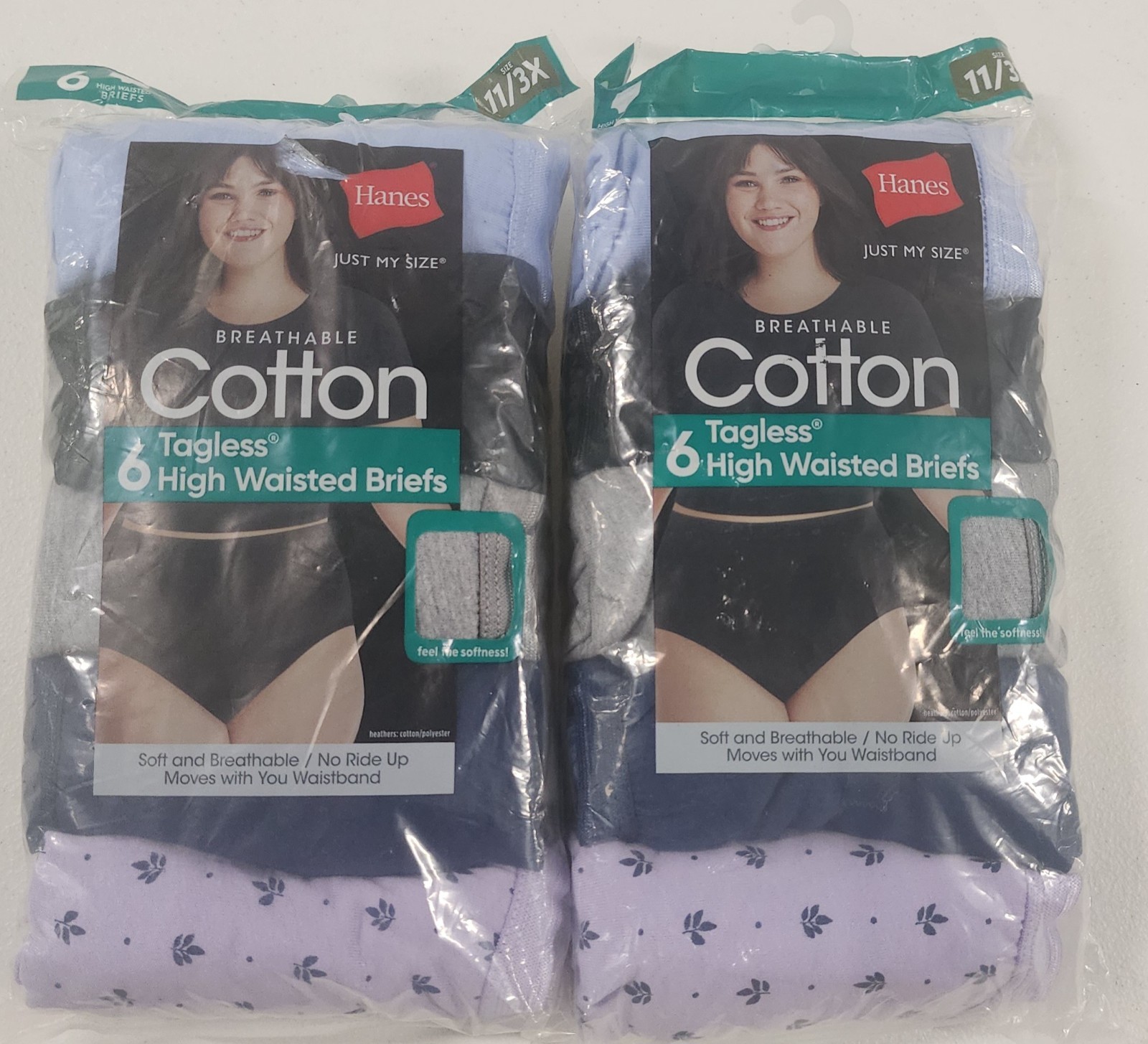 Lot of 2 Women’s Cotton High Waisted Briefs- 6 Pack – 11 / 3X – Colors