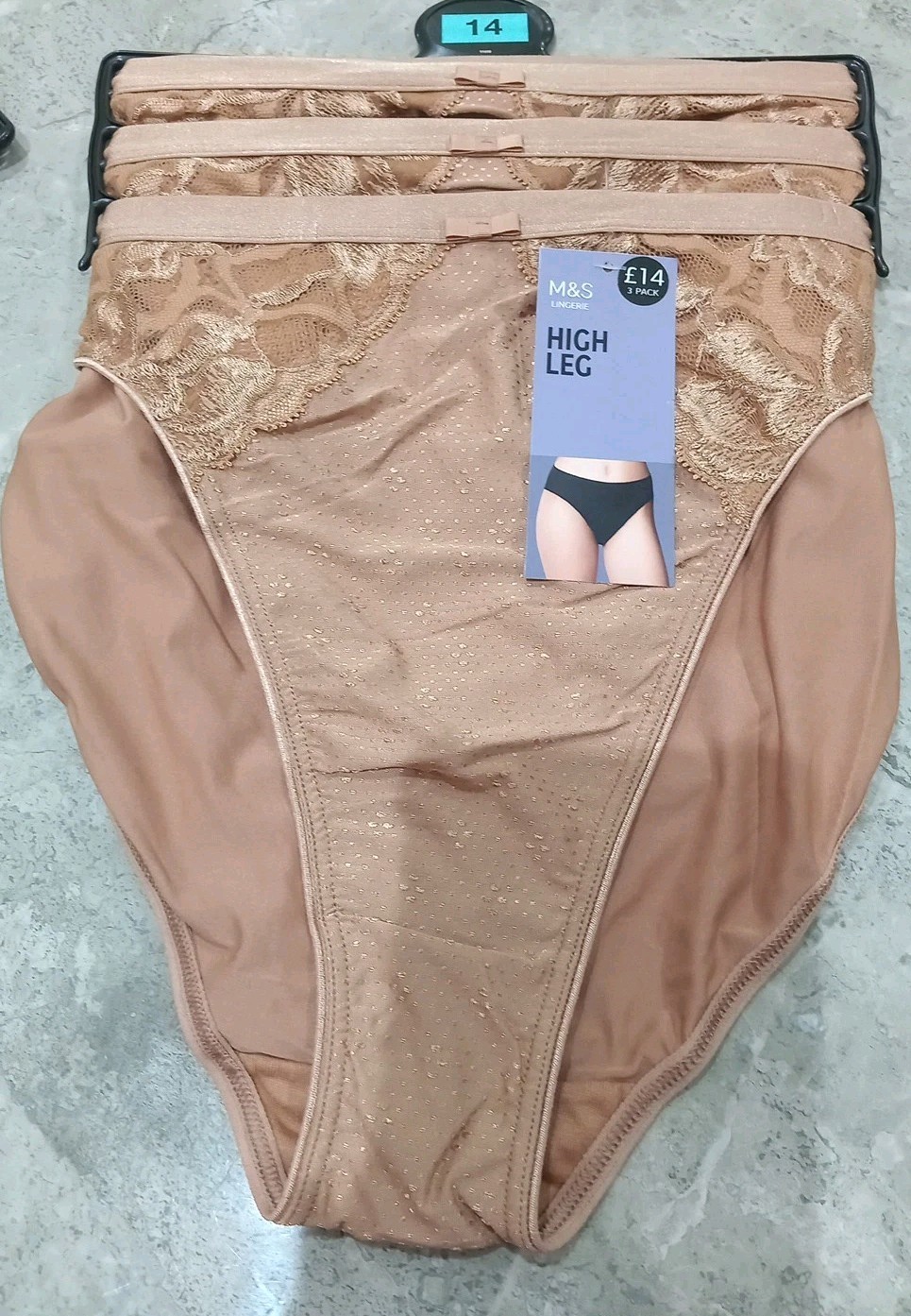 M&S Collection 3pk Wildblooms High Leg Knickers Size 14 RICH AMBER