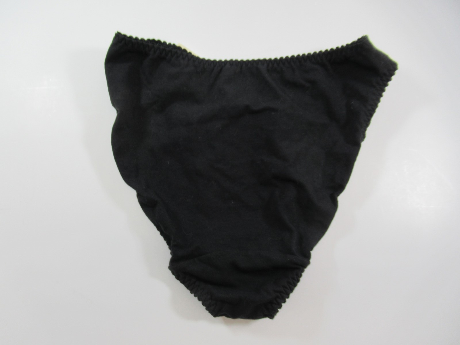 Vintage 90s Y2K Delicates Embroidered Eyelet Hi Cut Panties Large Black