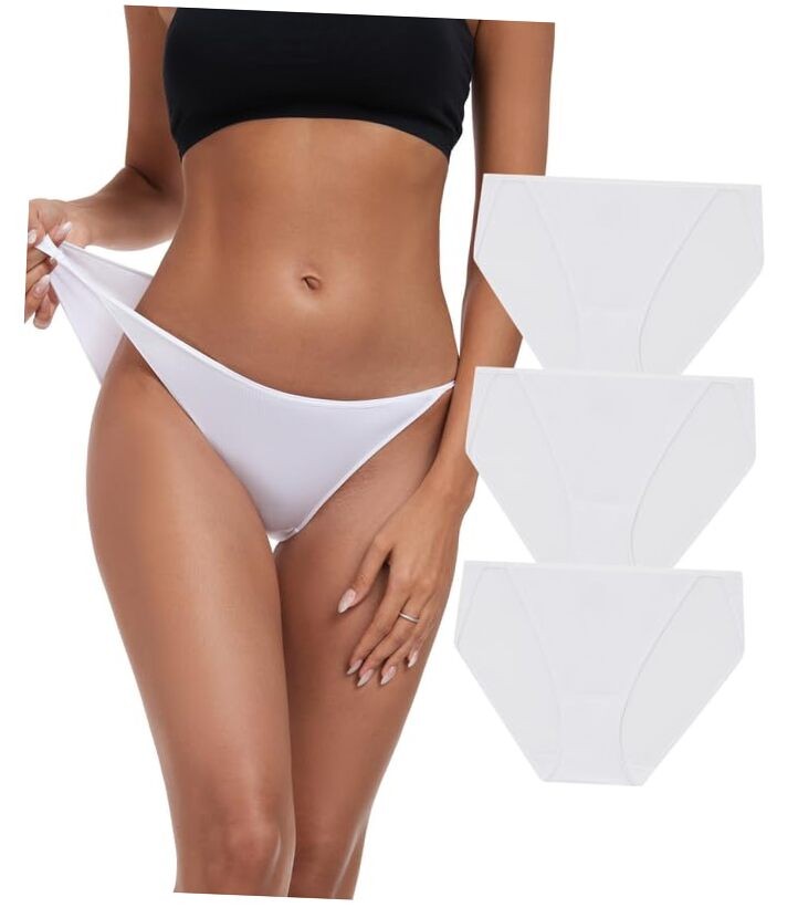 Women’s High Cut String Bikini Underwear Soft Modal Low Medium 3*white 3 packs