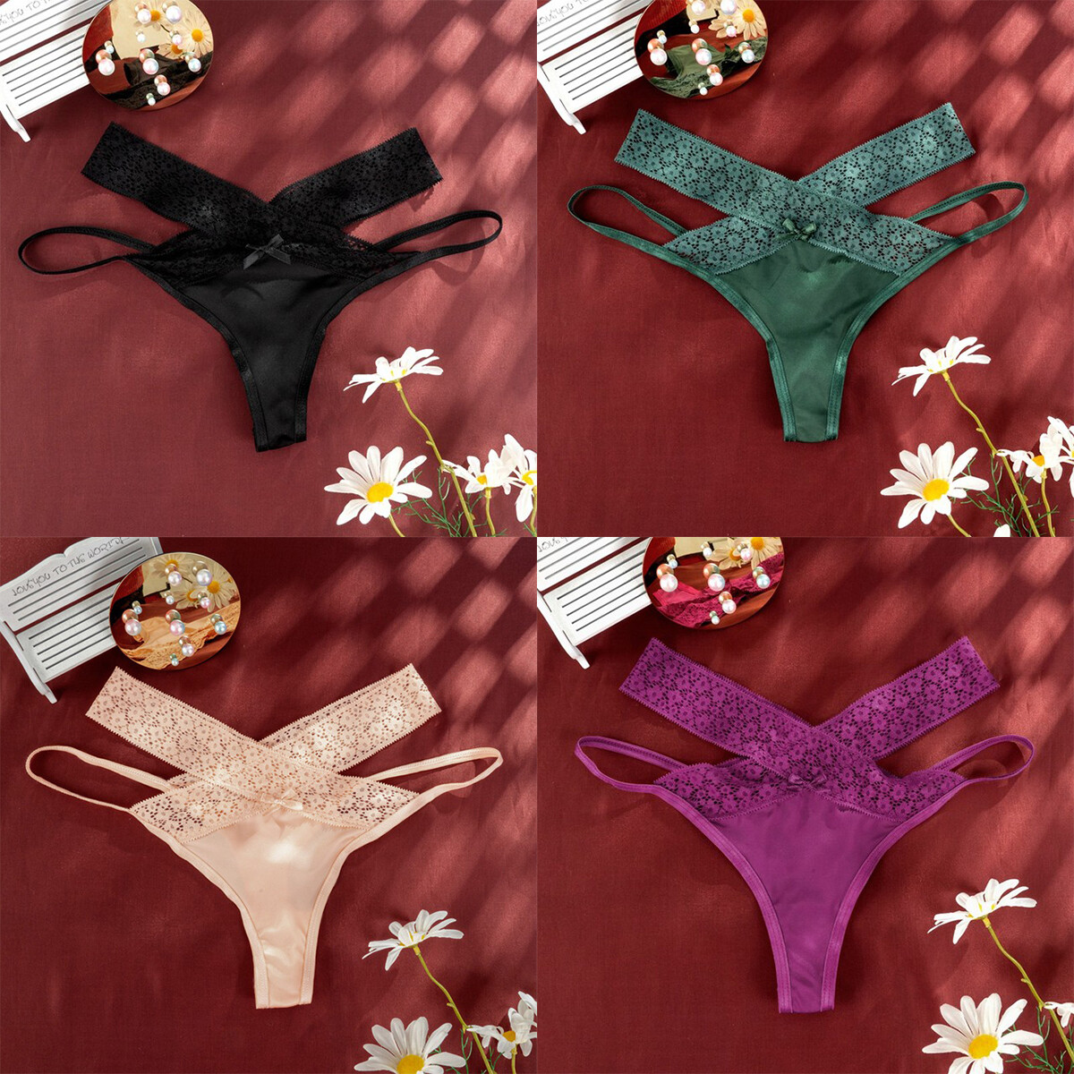 5 Pack Lot Womens Sexy G String Thongs Bikinis Panties Brief High Leg Underwear