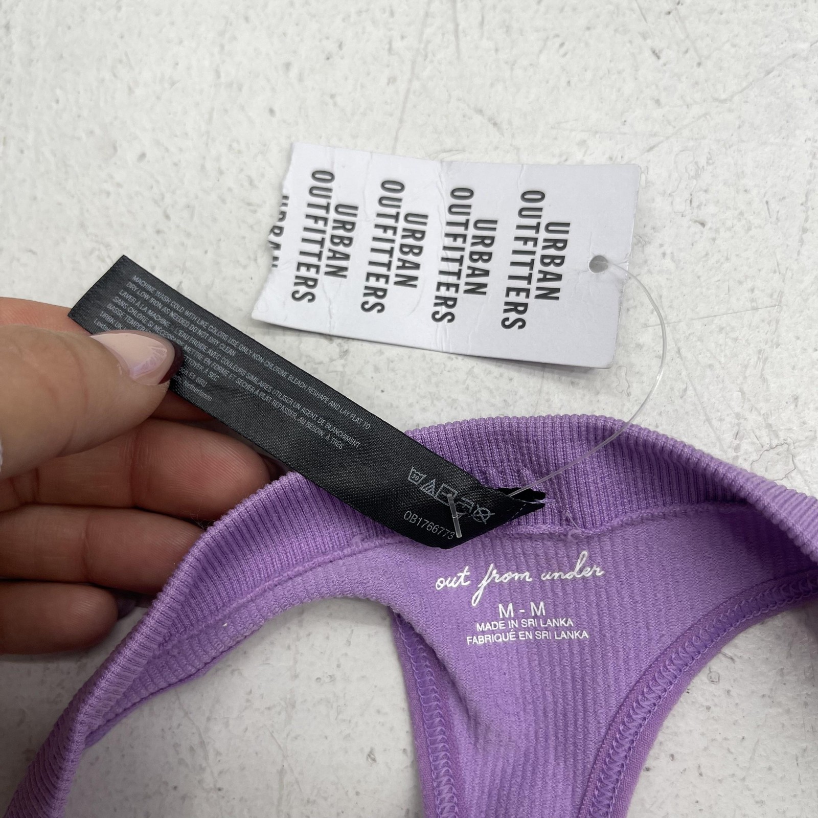 Out From Under Thong Panties Womens Medium Purple Rib Knit Seamless Stretch