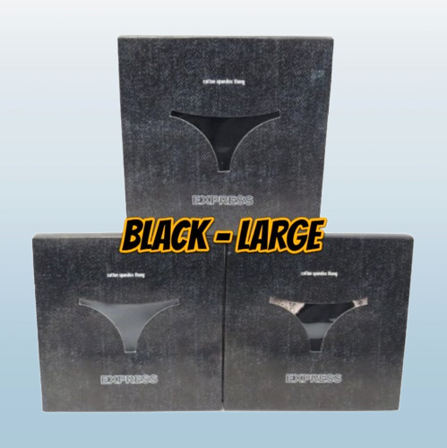 EXPRESS INTIMATES COTTON SPANDEX THONG PANTY BLACK SIZE LARGE BOXED LOT OF 3