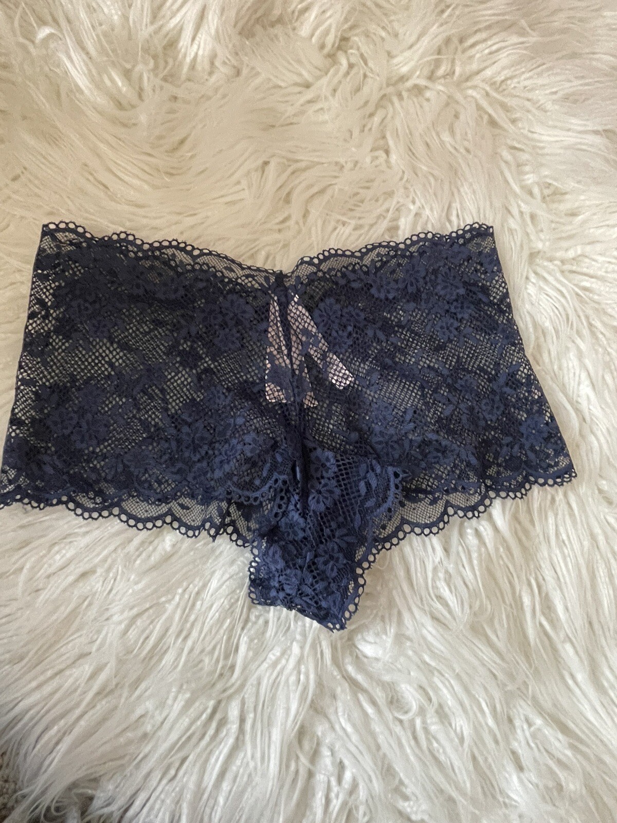 Victoria’s Secret Cloud Blue Lace Shortie Boyshort Panty Bikini Size S