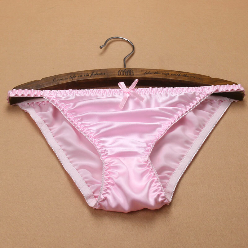 5pcs Womens Pink Brazilians Bikinis Knickers 100% Silk Panties for Hips 38″ XL