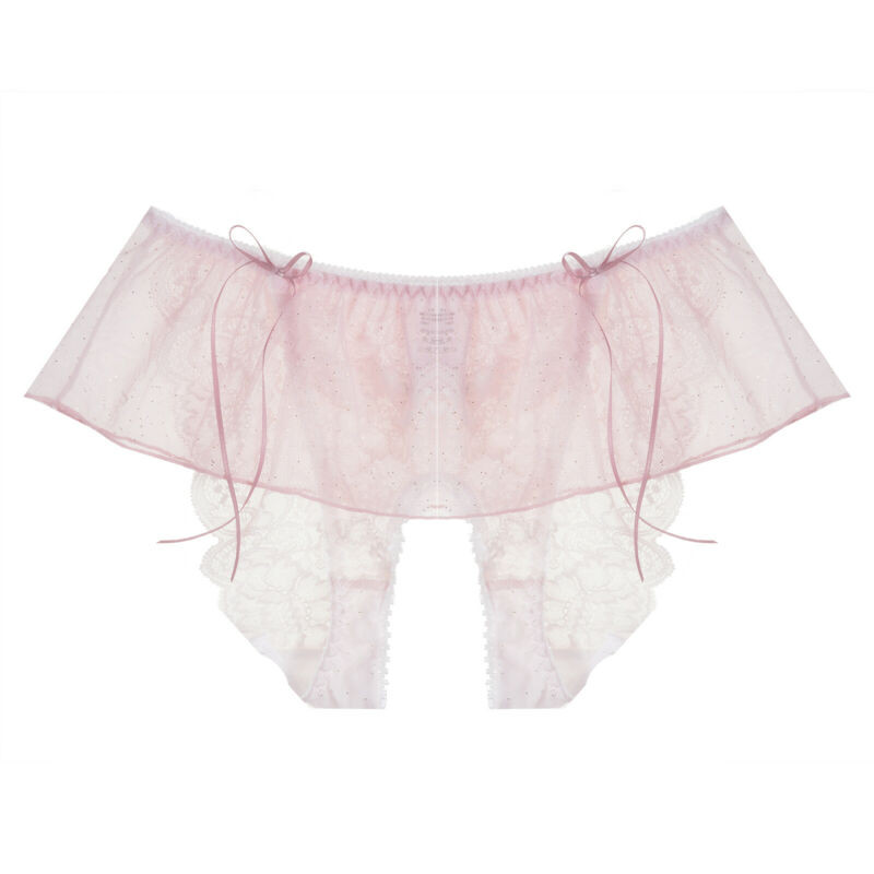 Womens Sheer Lace Panties See-through Crotchless Skirted Briefs Thongs Sleepwear